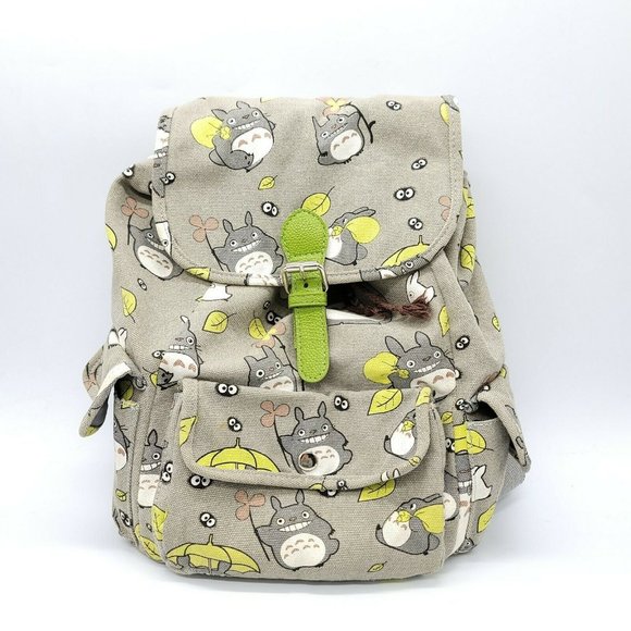 Totoro Handbags - My Neighbor Totoro Gray Canvas Hobo Style Backpack